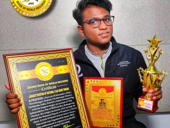 LONGEST PAINTING OF NATIONAL FLAG USING TONGUE