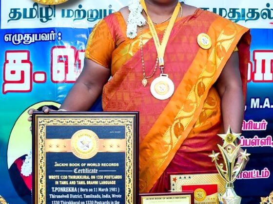 WROTE 1330 THIRUKKURAL ON 1330 POSTCARDS IN TAMIL AND TAMILINI LANGUAGE