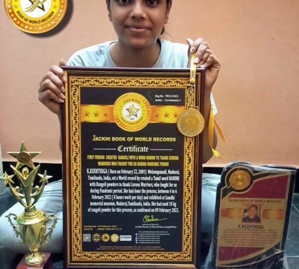 FIRST PERSON  CREATED  RANGOLI WITH A WORD NANDRI TO THANK CORONA WARRIORS WHO FOUGHT FOR US DURING PANDEMIC PERIOD