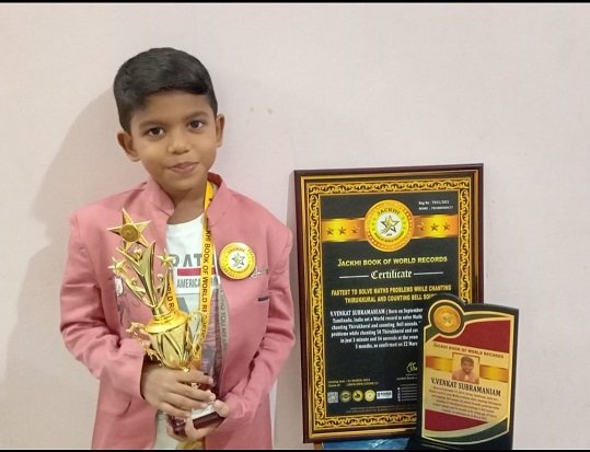 FASTEST TO SOLVE MATHS PROBLEMS WHILE CHANTING THIRUKKURAL AND COUNTING BELL SOUND