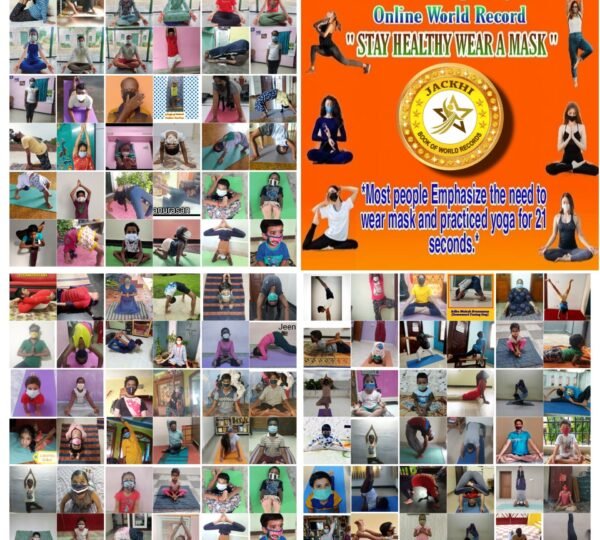 MOST NUMBER OF PEOPLE WORE A MASK AND DID YOGA FOR 21 SECONDS  