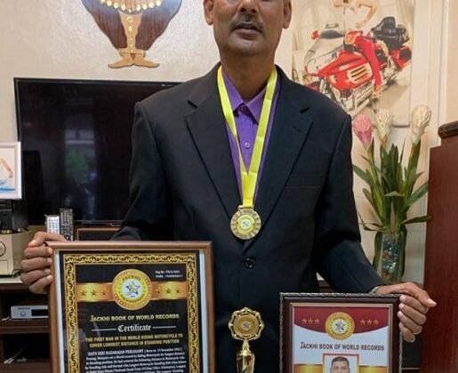 THE FIRST MAN IN THE WORLD RIDING MOTORCYCLE TO COVER LONGEST DISTANCE IN STANDING POSITION