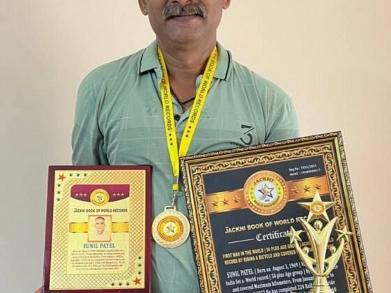 FIRST MAN IN THE WORLD ( 50 PLUS AGE GROUP) ACHIEVED A WORLD RECORD BY RIDING A BICYCLE AND COVERED MAXIMUM KILOMETERS