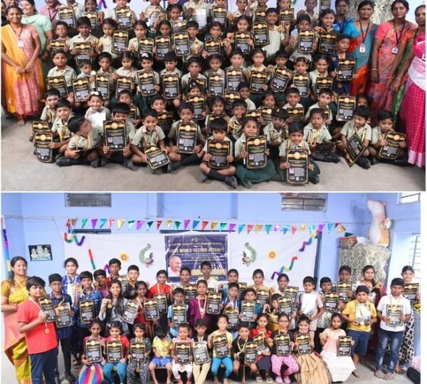 MOST NUMBER OF PEOPLE CREATED MAHATHMA GANDHI PORTRAIT WITH THEIR  THUMB IMPRESSION  TO COMMEMORATE HIS 153rd BIRTHDAY