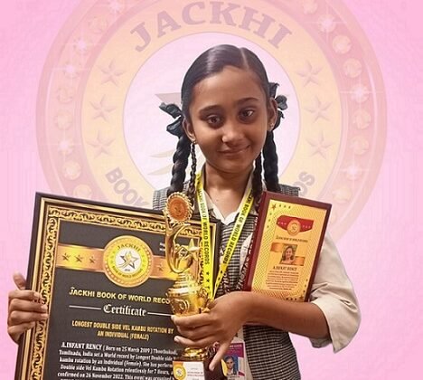 LONGEST DOUBLE SIDE VEL KAMBU ROTATION BY AN INDIVIDUAL (FEMALE)