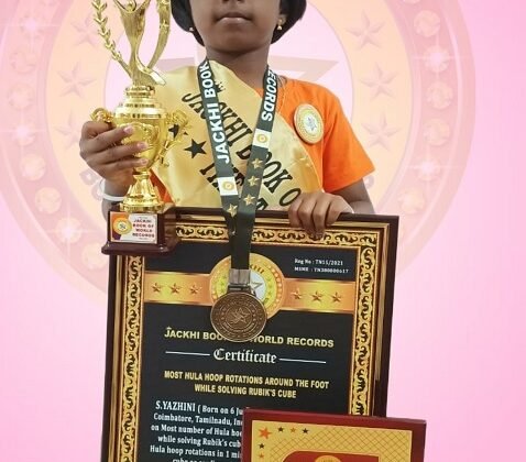 MOST HULA HOOP ROTATIONS PRONE POSITION AROUND THE FOOT WHILE SOLVING RUBIK’S CUBE