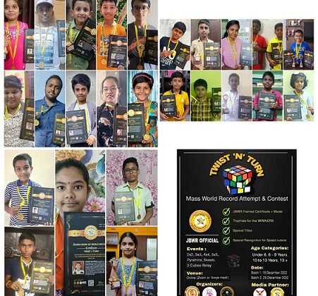 MOST NUMBER OF PEOPLE  ACCEPTED THE CHALLENGE AND SET A WORLD RECORD BY SOLVING THE RUBIK’S CUBE IN LEAST TIME