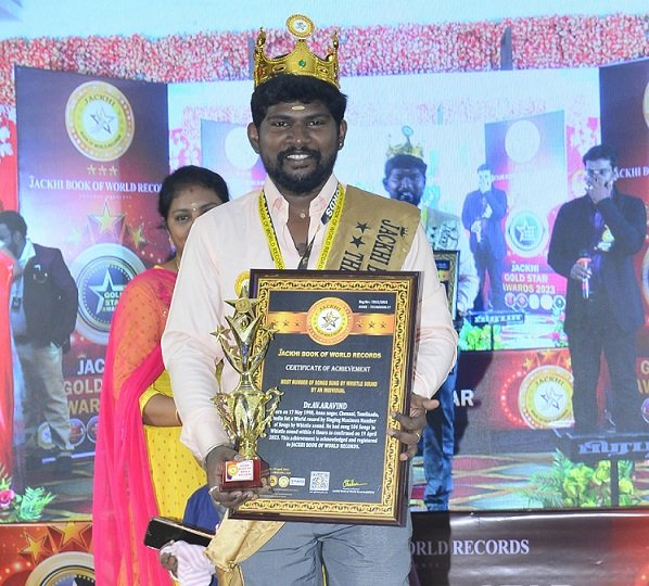 MOST NUMBER OF SONGS SUNG BY WHISTLE SOUND BY AN INDIVIDUAL