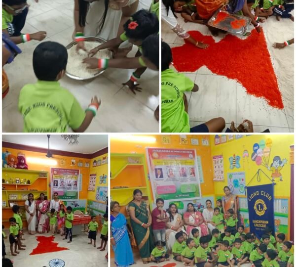 FASTEST CREATION OF TRICOLOR INDIA MAP USING RAW RICE BY A GROUP OF KIDS