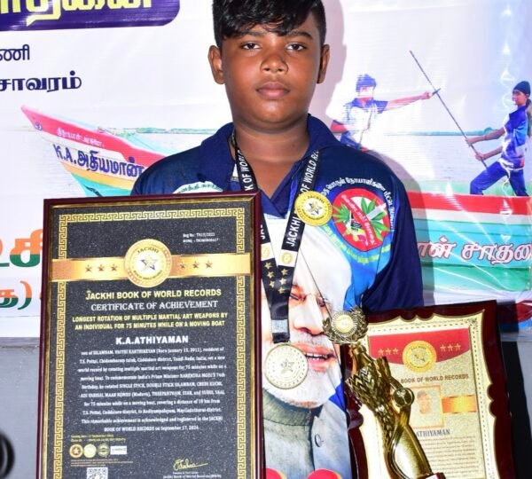 LONGEST ROTATION OF MULTIPLE MARTIAL ART WEAPONS BY AN INDIVIDUAL FOR 75 MINUTES WHILE ON A MOVING BOAT