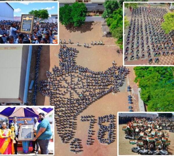 MAXIMUM PARTICIPANTS DREW INDIAN NATIONAL FLAG ON SLATE TO CELEBRATE 78TH INDEPENDENCE DAY OF INDIA