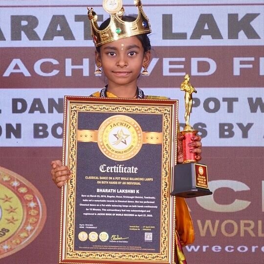 CLASSICAL DANCE ON A POT WHILE BALANCING LAMPS ON BOTH HANDS BY AN INDIVIDUAL